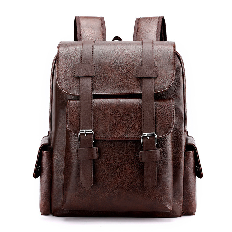 Laptop Backpack For Students, Large Capacity Leather Travel Bag_voghion.com