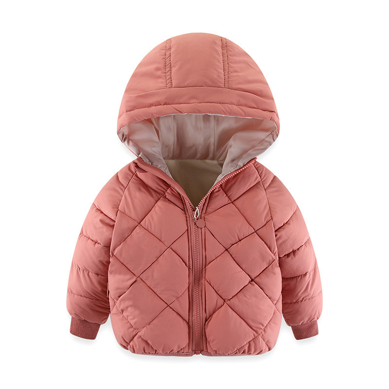 Otoño e invierno ropa infantil abrigo de algodón acolchado para niños Abrigo con capucha engrosada para hombres y mujeres abrigo de algodón acolchado a cuadros en forma de diamante para niños corto