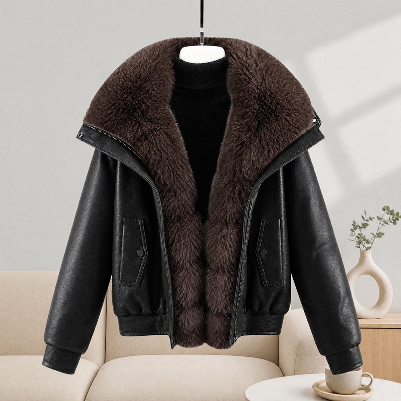 Short Cotton-Padded Jacket with Large Fur Collar for Women, Winter Plus-Size, Fashionable and Warm Cotton Coat for Plus-Size Women Short Cotton-Padded Jacket with Large Fur Collar for Women, Winter Plus-Size, Fashionable and Warm Cotton Coat for Plus-Size Women