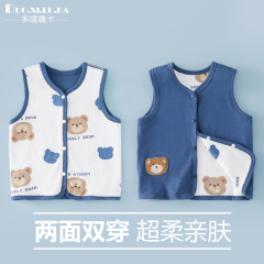 嬰兒馬甲春秋外穿寶寶背心新生兒小馬夾純棉雙面衣服百搭上衣卡通