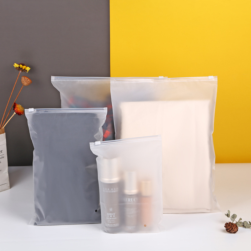 PE grueso transparente esmerilado ropa cremallera bolsa calcetines bolsa de almacenamiento ropa interior transparente embalaje plástico hueso bolsa ziplock