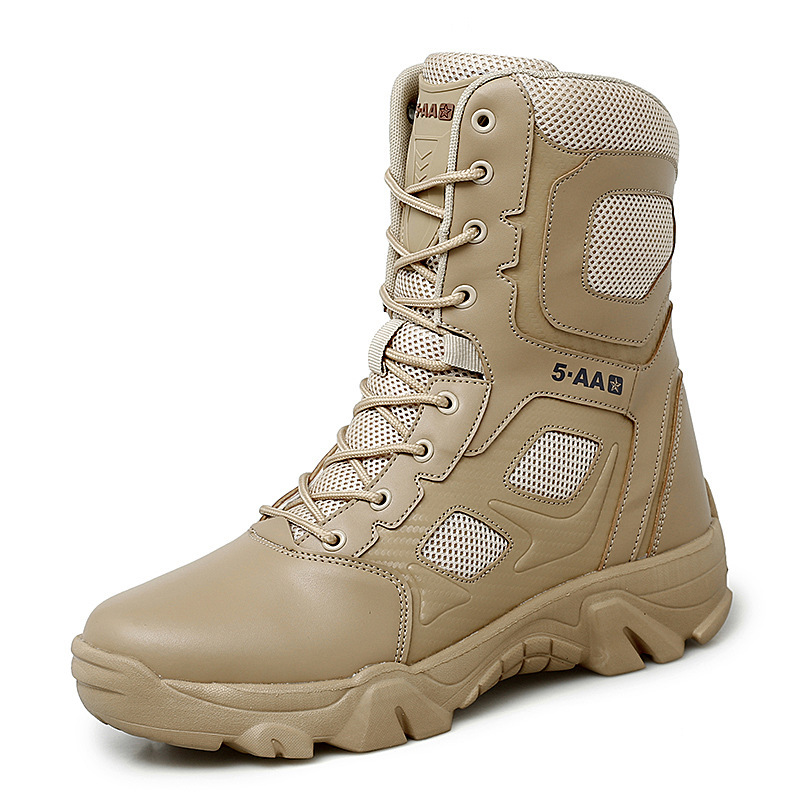 2025 Combat Boots High-Top Outdoor New Camping Style Camping Style Straps Hiking Single Hiking Shoes Combat Boots Cross-Border
