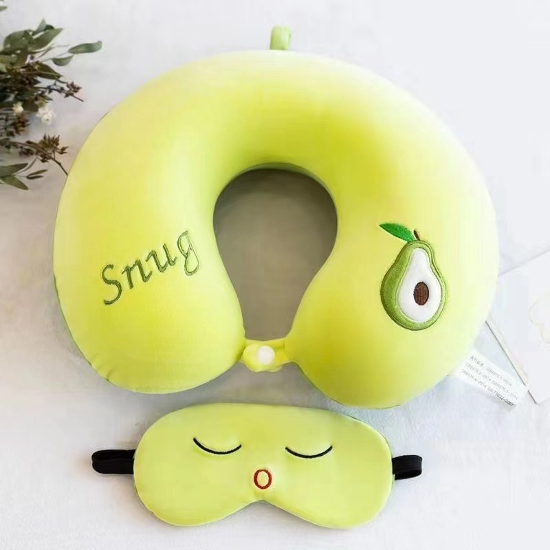 Algodón de memoria transfronteriza almohada de bordado de dibujos animados en forma de U rebote de algodón para el hogar puede establecer logotipo almohada de siesta para viajar en coche