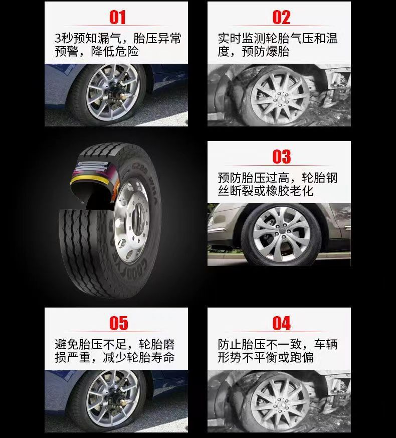 Car USB Tire Pressure Monitoring System Tpms Android Navigation Tire Pressure Wireless Monitor Built-In Tire Pressure Detection
