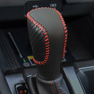 ZRV, Jade, Fit gear shift – Sürətlər qutusu və əl tormozu başlıqları - honda-hr-v2023-2025-models-delicate-and-skin-friendly-feel-genuine-leather-black-carbon-with-red-stitching