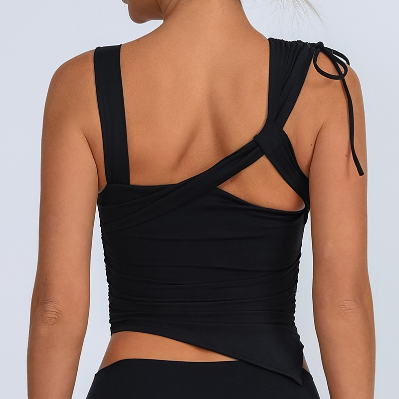 Yoga de un solo hombro chaleco con pectoral de acondicionamiento físico transfronterizo chaleco deportivo sin mangas para mujeres