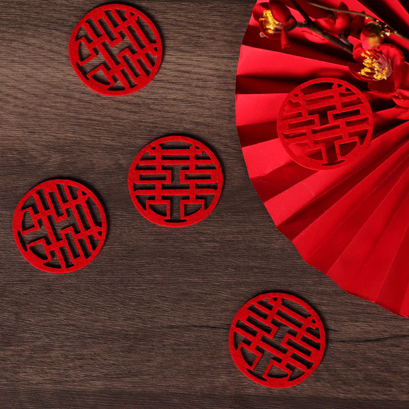 Wedding bed spread, mini hand-painted auspicious character wedding room decoration, creative wedding fruit basket, auspicious stairs, little auspicious child