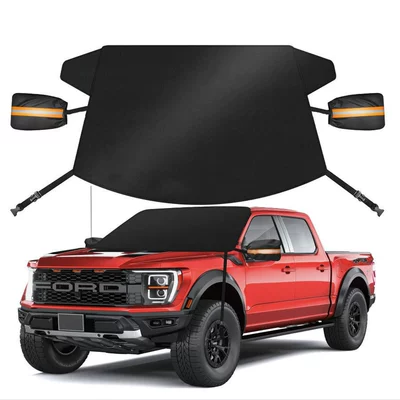 Car Snow Cover Snow Cover Thickened Oxford Cloth Winter Anti-Frost Anti-Fogging Snow Cover Front Windshield Snow Cover (Car snow shield) - black-upgraded-windproof-with-latch