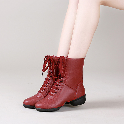 Square dance shoes, sailor dance shoes, dance long boots, dance shoes, lace-up side zipper, soft-soled jazz group performance shoes