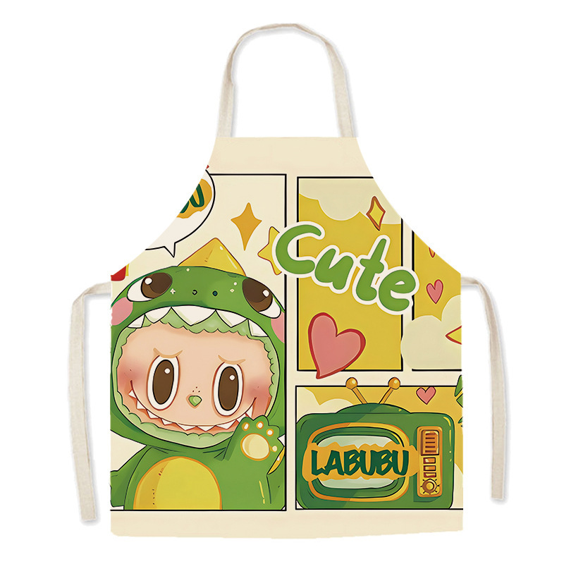 Labubu 漫画生地エプロンベーキングキッチンホームパーソナライズクリエイティブアートギフト防汚カバーオール|undefined