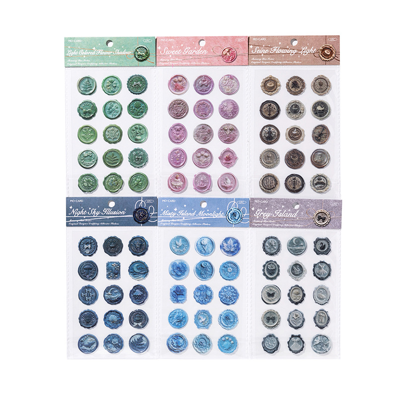 Pegatina de epoxi de pintura de fuego retro Mo Mo, serie de caja de memoria, etiqueta de sellado de sobres de todo fósforo de la tienda de mano tridimensional