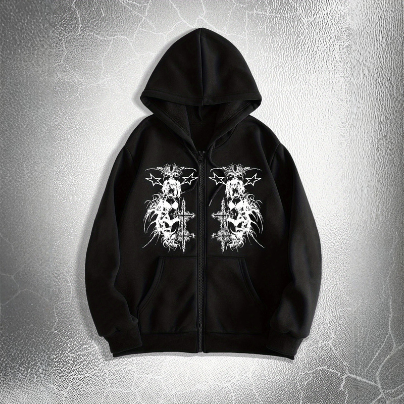 2026 Cross-Border Amazon New Product Caterpillar-Style Zip-Up Loose Hoodie Sweatshirt with Print for Men and Women, Spring and Autumn Style 2026 Cross-Border Amazon New Product Caterpillar-Style Zip-Up Loose Hoodie Sweatshirt with Print for Men and Women, Spring and Autumn Style
