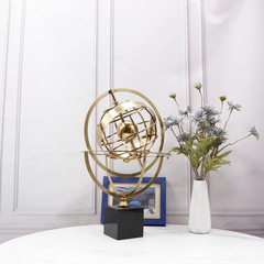 Modern Minimalist Rotating Globe Ornament, European Style Office Model Room TV Stand Decor, Metal Craftsmanship