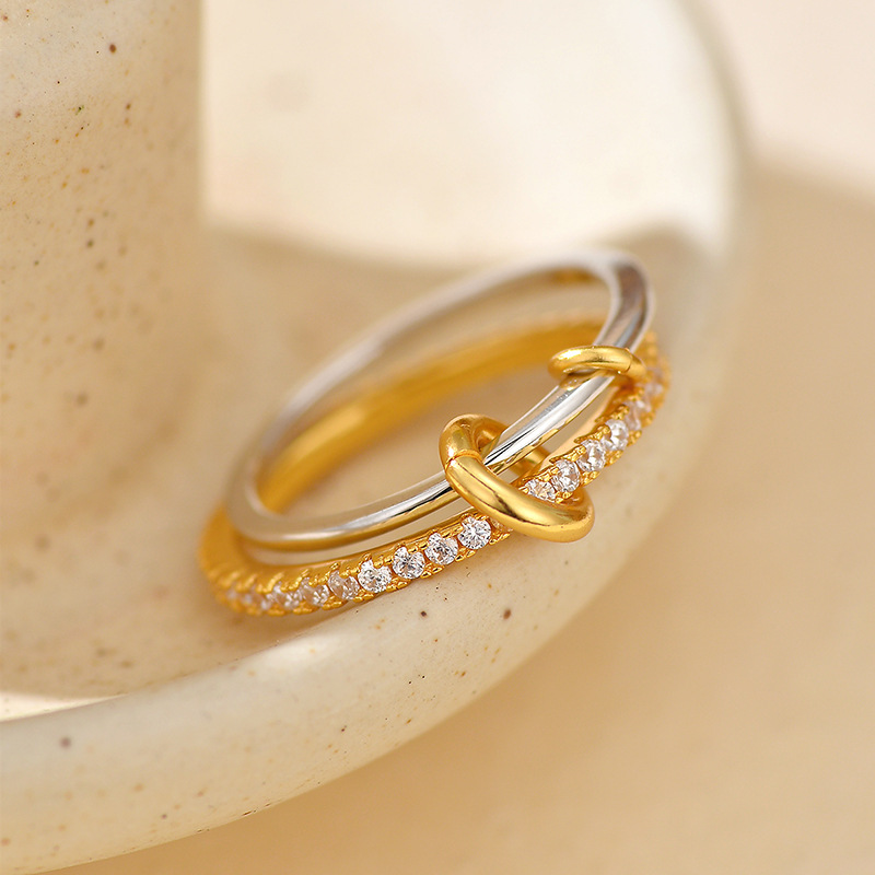 S925 Sterling Silver Double Layered Diamond Ring Style Color Block Design Elegant Understated Luxury For Women_voghion.com