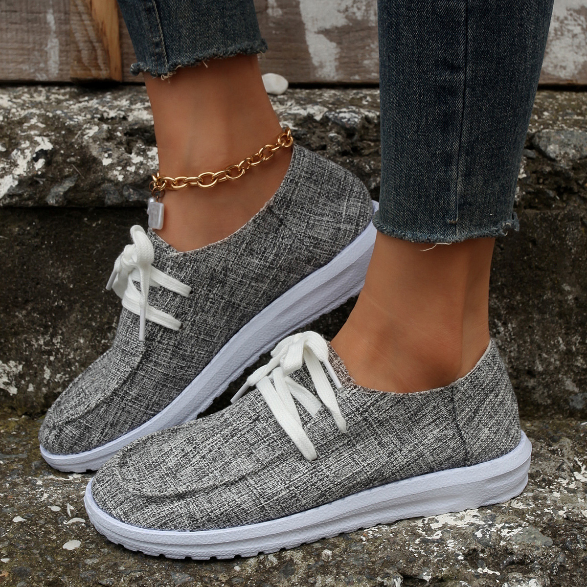 Women's Shoes large size color matching low top shoes flat round head graffiti canvas breathable sneakers _voghion.com