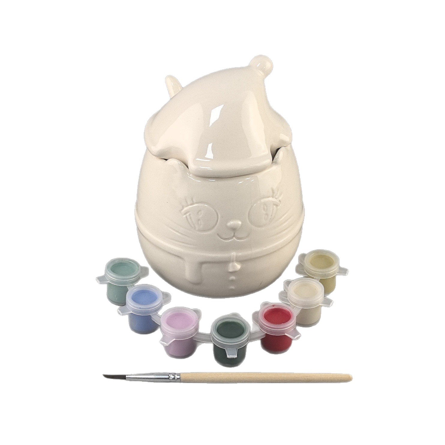 Personalizado creativo encantador cerámica DIY con tapa taza de gato de alto valor artesanía de cerámica encantadora taza de gato