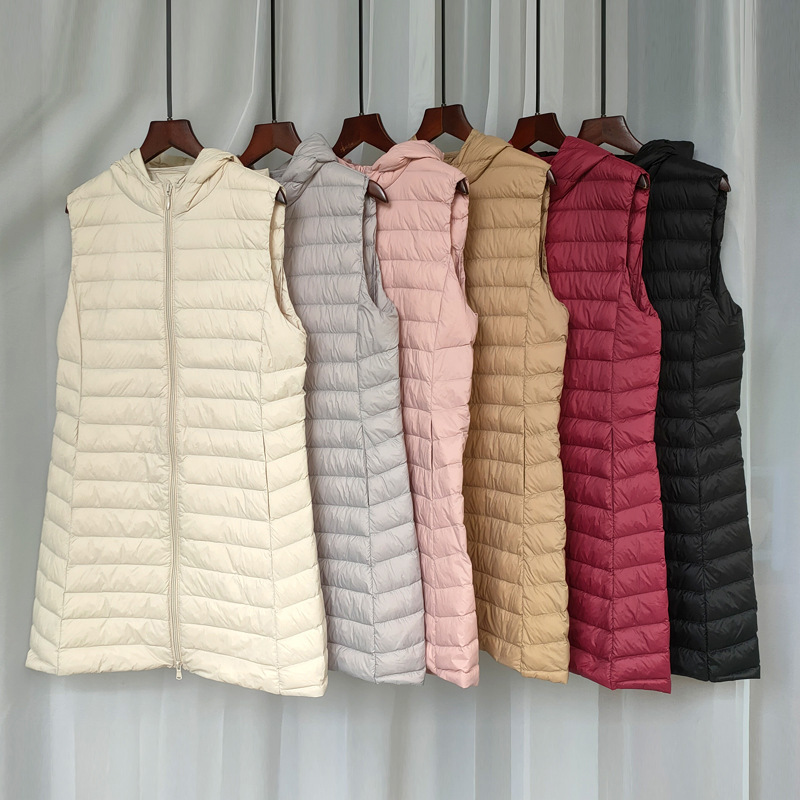 The New feather waistcoat ladies in the long hood fashion slim inside a slim vest with windbreaker