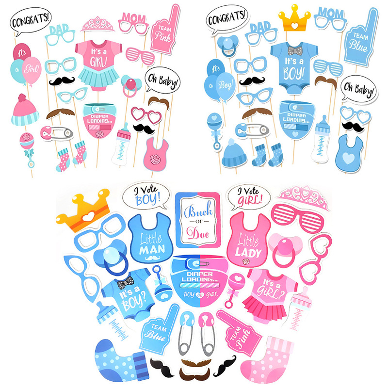 Boy Girl diapers 30PCs set photo gender reveal funny props boy girl DIY party supplies