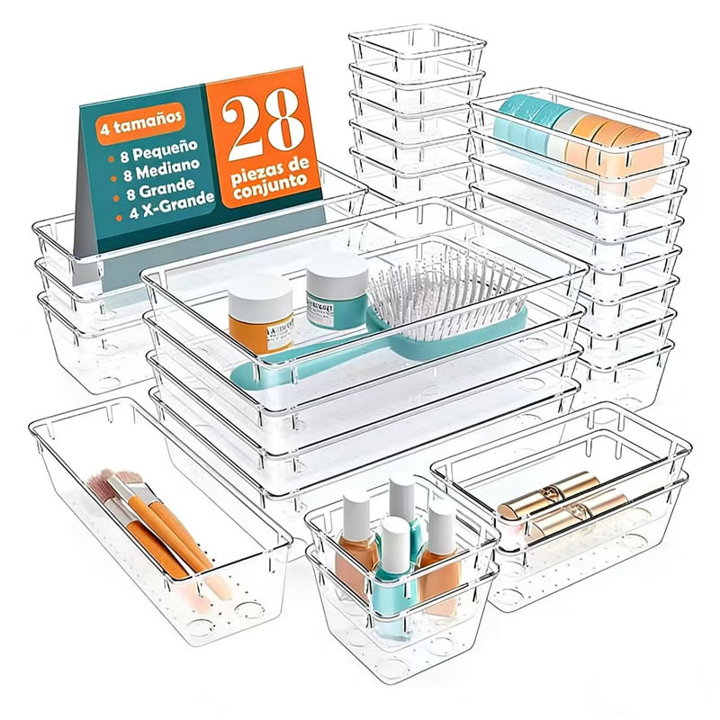 28Pcs Cross-Border Multi-Combination Drawer Storage Box with Built-In Desktop Transparent Divider Drawer Storage Box
