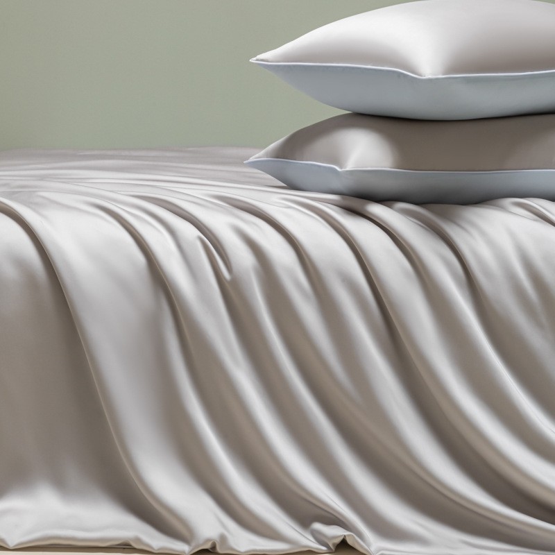 Summer Ice Silk Duvet Cover Set Luxury Washed Solid Colour Bedding_voghion.com