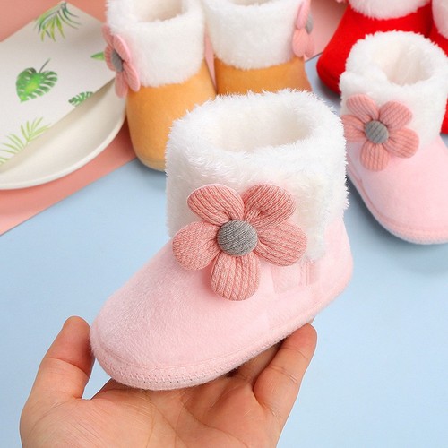 冬季加绒加厚婴儿鞋子软底保暖0-12个月男女宝宝学步鞋袜子棉鞋