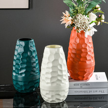 塑料花瓶创意北欧风菱形花瓶时尚简约防摔仿瓷花瓶家居摆件花盆
