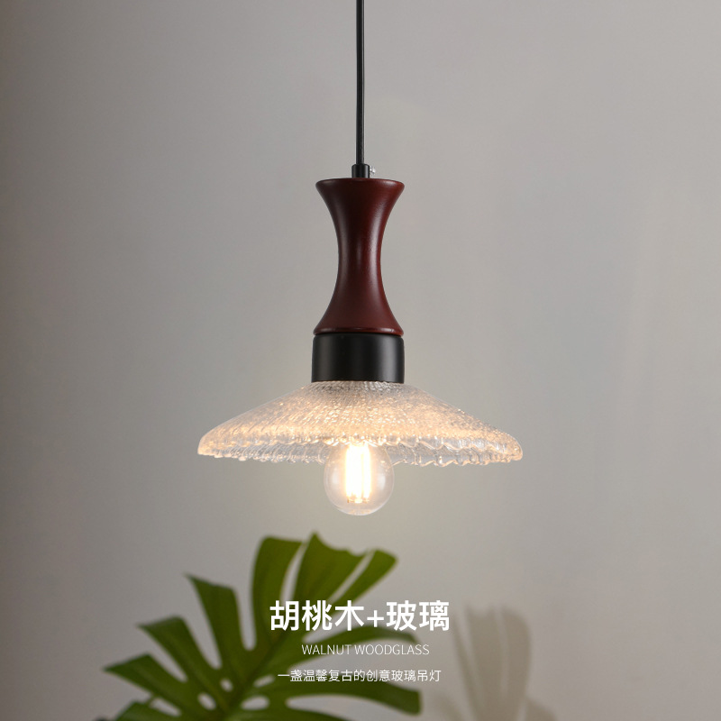 Lámpara retro americana lámpara de sala de estar dormitorio bar lámpara de cabecera de la cama sala de té de ventana tranquila vidrio de nuez lámparas Zhongshan