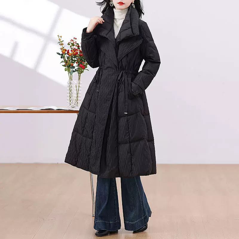 高级感中长款羽绒服女洋气西装领加厚2025冬新款收腰显瘦气质外套