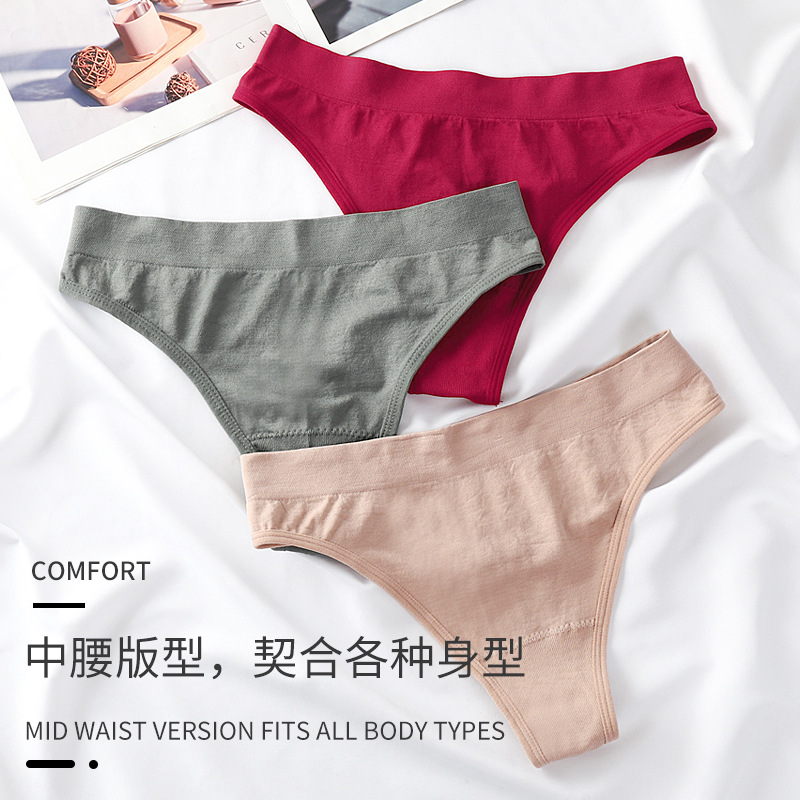 Cómoda ropa interior de mujer agradable para la piel 2022 primavera algodón de doble capa entrepierna baja cintura media color sólido calzoncillos transpirables ligeros