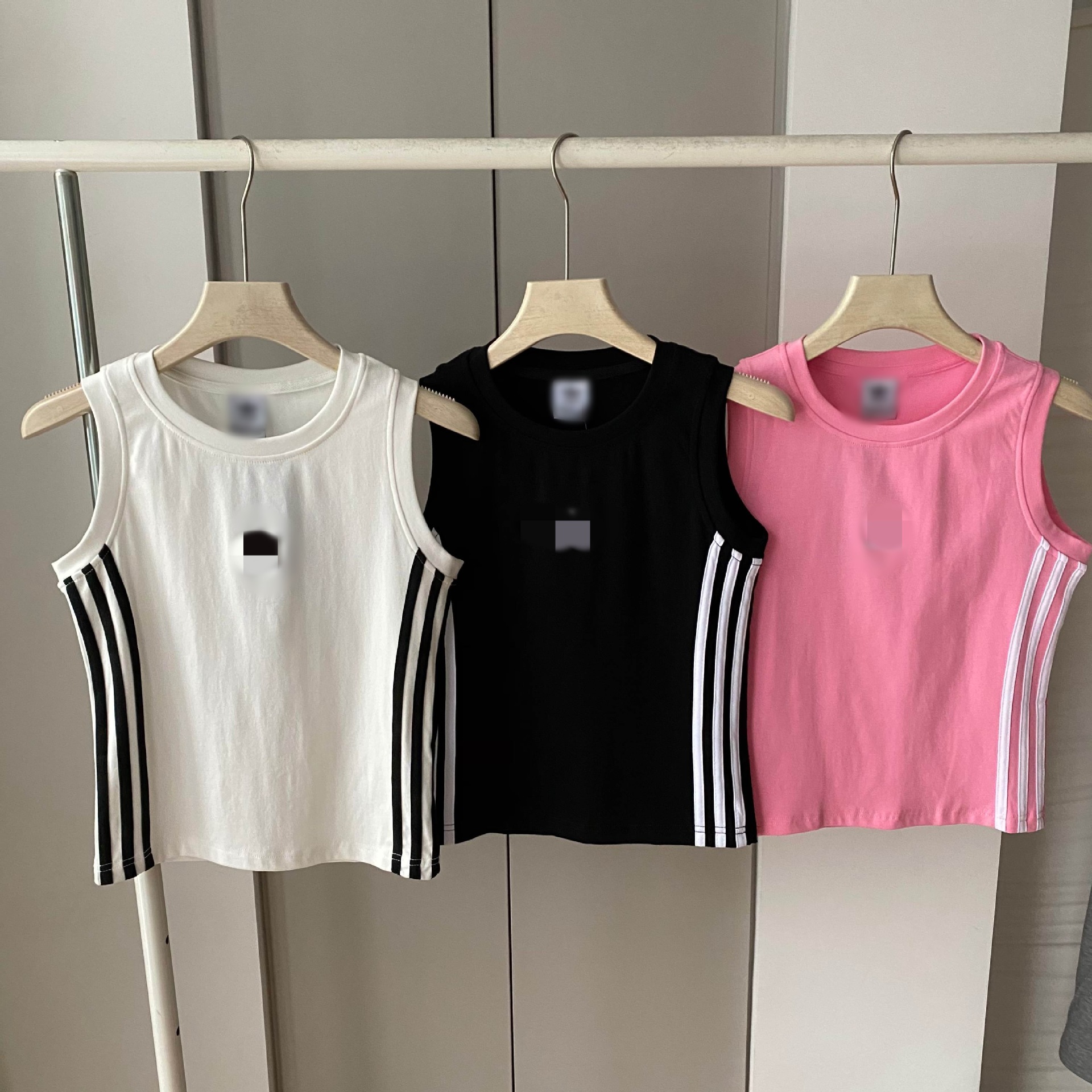 Three-Leaf Embroidery Pure Ribbed Fabric Sleeveless Vest T-Shirt Summer Slim Fit Korean Style Women's Top Solid Color