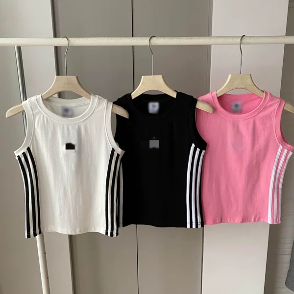 Three-Leaf Embroidery Pure Ribbed Fabric Sleeveless Vest T-Shirt Summer Slim Fit Korean Style Women's Top Solid Color