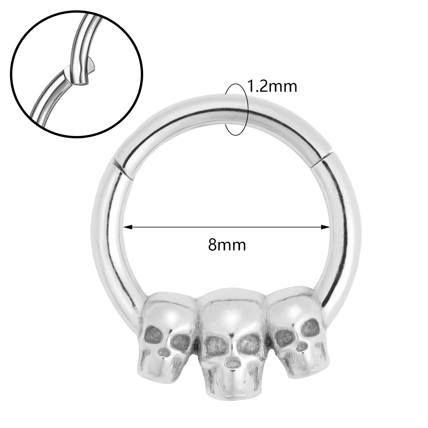 Personlig näspiercing med tre dödskallar_voghion.com
