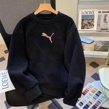 2025重磅新款秋冬季圆领卫衣潮流打底修身潮牌长袖加绒上衣服帅气