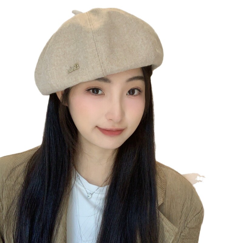 2025新款秋冬毛呢金属贝雷帽女韩系复古文艺甜美百搭显脸小八角帽|undefined