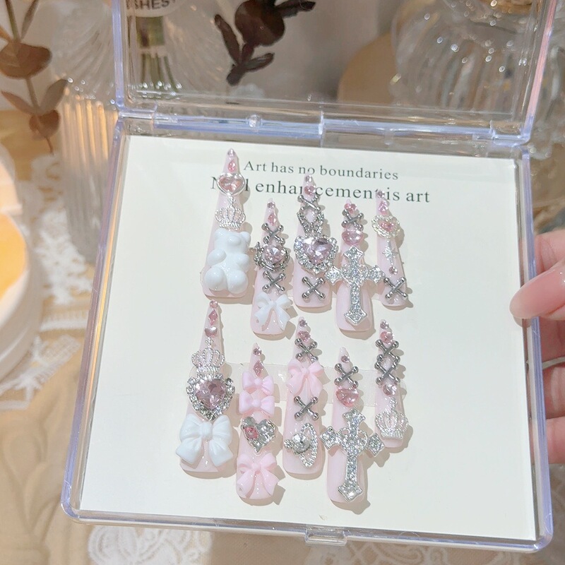 『5.5 Dongdu Yunmeng』Light Pink Lace Manicure Shibuya Sexy Wears Nails