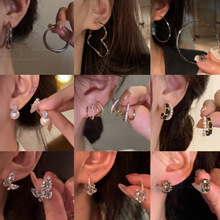 S925银针耳环秋冬高级感耳饰小众耳钉复古珍珠花朵气质饰品批发女