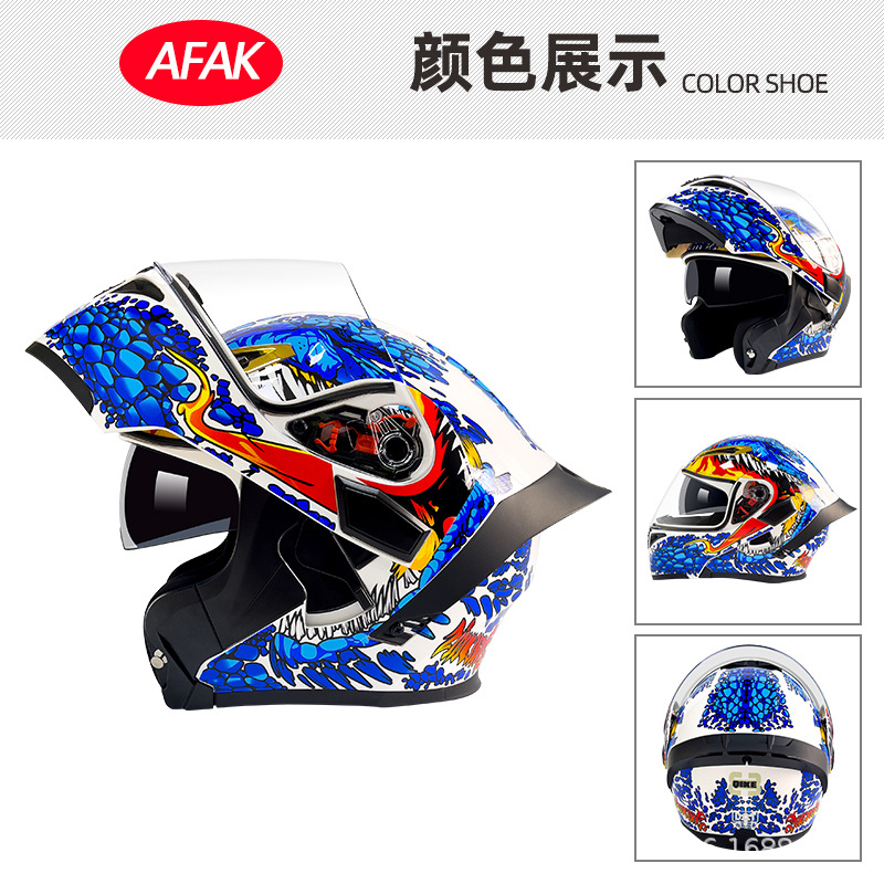 Casco de motocicleta abatible certificado 3C/DOT para hombres y mujeres, modelo de cuatro estaciones con doble visera y gran alerón trasero, fabricante de cascos de motocicleta integrales.