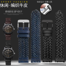 手工编织牛皮表带适配华为GT2/三星Galaxy Watch/化石22MM快拆