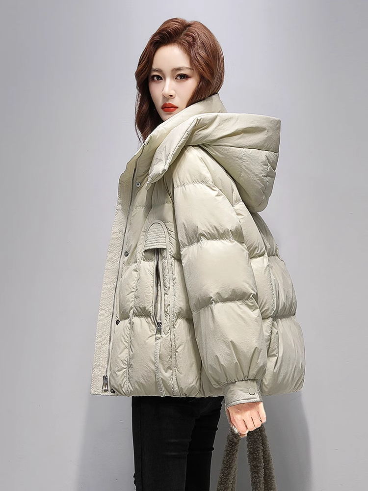 2025 invierno nuevo algodón corto encapuchado grueso abrigo de moda suelto coreano grueso abrigo de algodón cálido abrigo