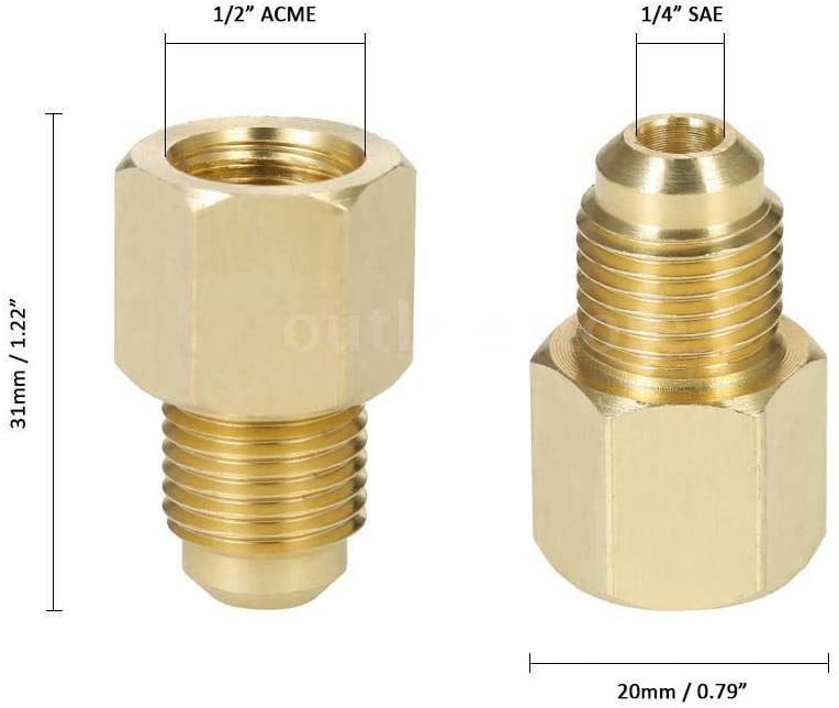 欧美铜配件制冷转换头内1/2ACME空调连接器真空泵转接头 外1/4SAE|ms