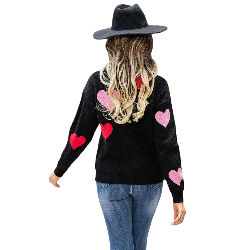 Suéter de Punto con Cuello Redondo y Corazones Pequeños de Melocotón para Mujer, Novedad Primavera 2026, Suéter de San Valentín de Amazon