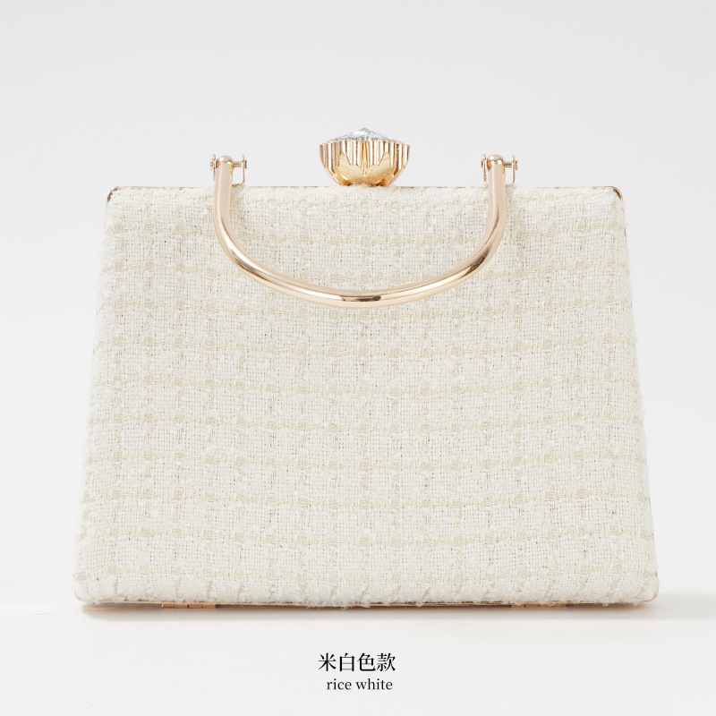 Transfronterizo nuevo invierno estilo Chanel bolso de noche de gama alta moda todo fósforo bolso de lana bolso del banquete para las mujeres