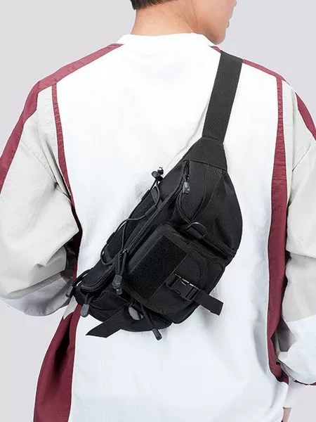 Tactical waist bag, multifunctional sports lure bag, men's chest bag, lightweight outdoor cycling and hiking shoulder crossbody bag for men