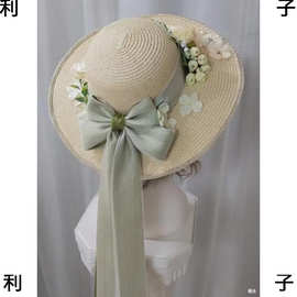 母亲节礼物手工diy草帽帽子diy花朵草帽遮阳帽女夏大檐帽材料包