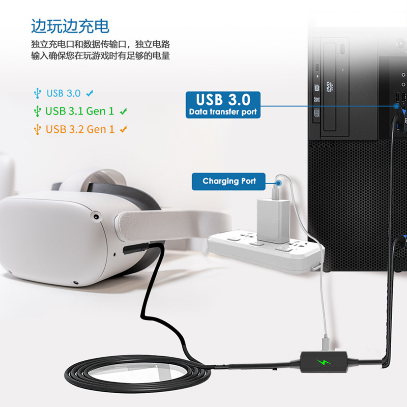 Nueva LÍNEA DE CORRIENTE pico4 quest2 VR enlace carga rápida usb3.0 tipo-c sin falla de energía