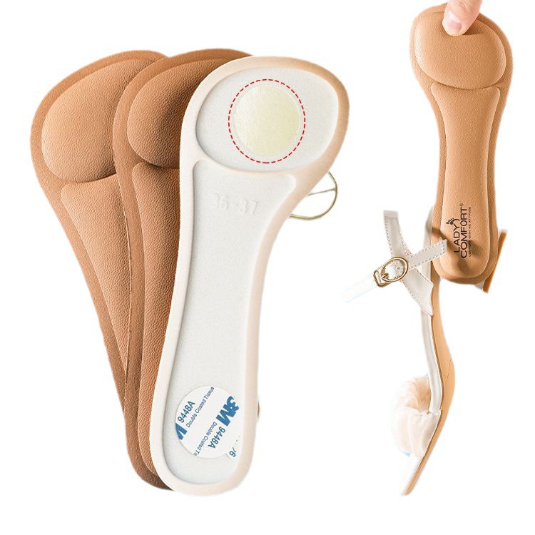 Sandalias para mujeres almohadilla de la planta delantera autoadhesiva absorción de sudor antideslizante anti-dolor zapatos de tacón alto no se cansan pie artefacto súper suave almohadilla de siete puntos