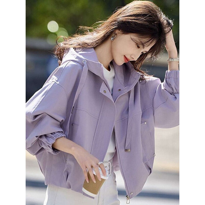 Short Hooded Commuter Jacket for Women 2025 New Spring & Fall Style Small Loose Casual Jacket Tops Others