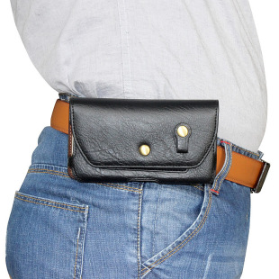 Retro mobile phone bag wear belt hanging waist bag men's middle-aged old people insert traffic card slot leather case 6 inch 6.5 inch trendy