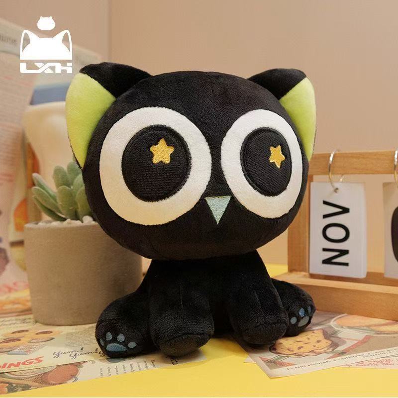 Luo Xiaohei's Story Plush Cat Pillow Toy, Big-Eyed Cat Doll, Cute Large Stuffed Toy, Wholesale