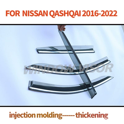 For Nissan Qashqai window weather shield FOR Nissan QASHQAI 2016 Window visor (Rain shield) - qashqai-qashqai-2016-ps-with-silver-bright-strip-window-sunny-and-rain-shield